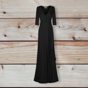 Gorgeous Janette Faux Wrap Black Maxi Dress Size M